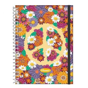 Agenda Espiral Planner Permanente Flower Power Jandaia - Envio de Capas Conforme Disponibilidade do Estoque