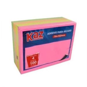 Anote e Cole 76x102mm. 400 Folhas Neon KZ4002N Kaz