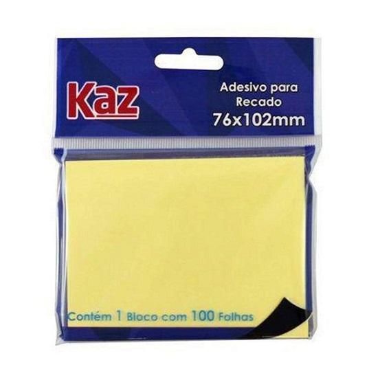 Anote e Cole 76x102mm Amarelo 100 Folhas KZ2002A Kaz