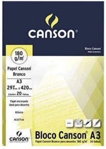 Bloco De Canson A3 Branco C/20fls. 180grs Canson