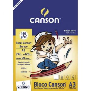 Bloco De Canson A3 Branco Com 140grs. Canson