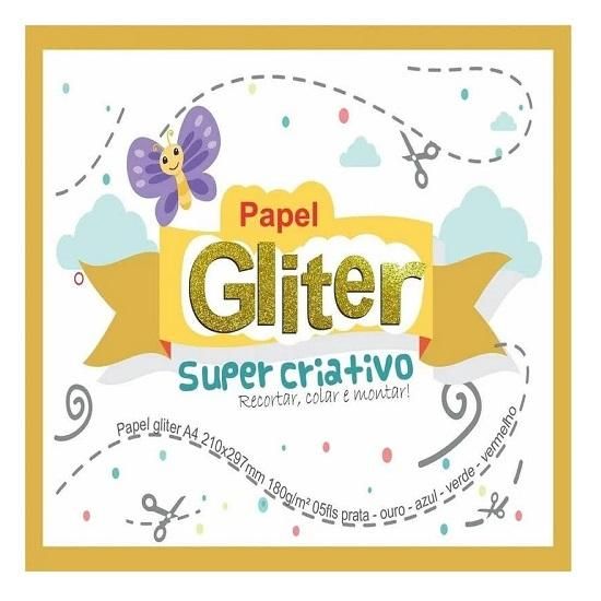 Bloco Glitter A4 180grs. 5 Folhas Kit Super Criativo