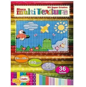 Bloco Multi Textura 36 Folhas 180grs. Kit Super Criativo