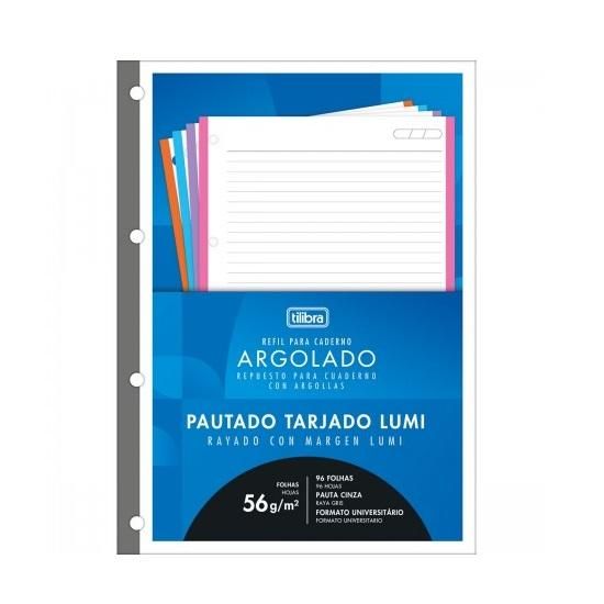 Bloco Para Fichário Universitário (Grande) Tarjado Lumi 96 Folhas Tilibra