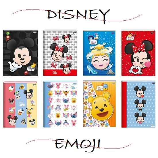 Caderno Brochura 1/4 (Pequeno) 80 Folhas Capa Dura Disney Emoji Jandaia - Envio de Capas Conforme Disponibilidade do Estoque