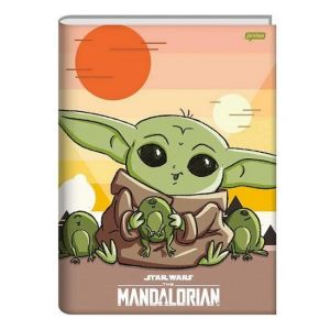 Caderno Brochura 1/4 (Pequeno) 80 Folhas Capa Dura Star Wars Mandalorian Jandaia - Envio de Capas Conforme Disponibilidade do Estoque