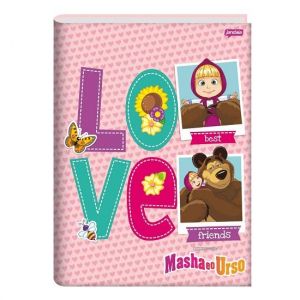 Caderno Brochura Universitário (Grande) 80 Folhas Capa Dura Masha e o Urso Jandaia - Envio de Capas Conforme Disponibilidade do Estoque