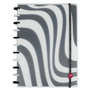 Caderno Decor Grande Preto e Branco Pop Disc