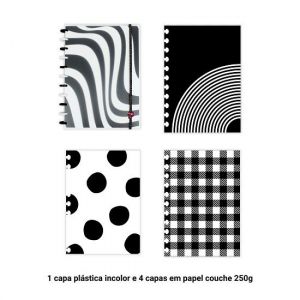 Caderno Decor Grande Preto e Branco Pop Disc