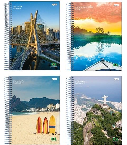 Caderno Espiral 1/4 (Pequeno) 200 Folhas Capa Dura Brasilidade 08116-55 Jandaia - Envio de Capas Conforme Disponibilidade do Estoque