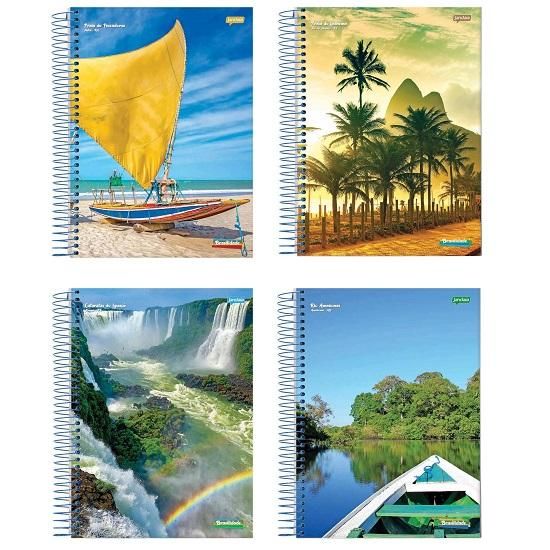 Caderno Espiral 1/4 (Pequeno) 48 Folhas Capa Flexível Brasilidade Jandaia - Envio de Capas Conforme Disponibilidade do Estoque