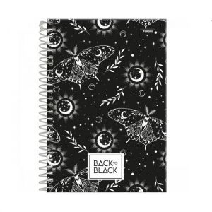 Caderno Espiral 1/4 (Pequeno) 80 Folhas Capa Dura Back To Black 3160067 Foroni - Envio de Capas Conforme Disponibilidade do Estoque