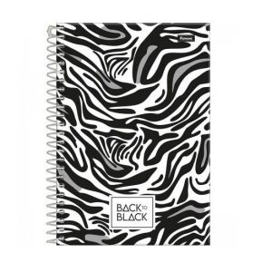 Caderno Espiral 1/4 (Pequeno) 80 Folhas Capa Dura Back To Black 3160067 Foroni - Envio de Capas Conforme Disponibilidade do Estoque