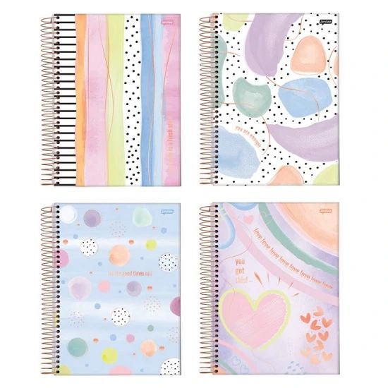 Caderno Espiral 1/4 (Pequeno) 80 Folhas Capa Dura La Creme 75015-77 Jandaia - Envio de Capas Conforme Disponibilidade do Estoque