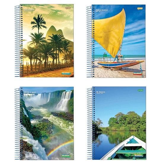 Caderno Espiral 1/4 (Pequeno) 96 Folhas Capa Dura Brasilidade Jandaia - Envio de Capas Conforme Disponibilidade do Estoque