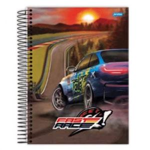 Caderno Espiral 1/4 (Pequeno) Capa Dura 80 Folhas Fast Race Jandaia - Envio de Capas Conforme Disponibilidade do Estoque