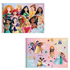 Caderno Espiral Cartografia 80 Folhas Capa Dura Princesas Tilibra - Envio de Capas Conforme Disponibilidade do Estoque