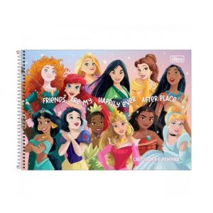 Caderno Espiral Cartografia 80 Folhas Capa Dura Princesas Tilibra - Envio de Capas Conforme Disponibilidade do Estoque