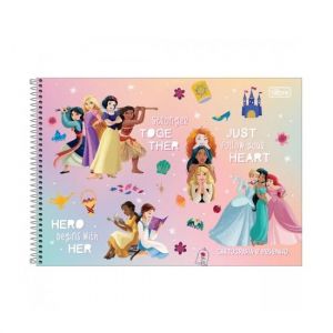 Caderno Espiral Cartografia 80 Folhas Capa Dura Princesas Tilibra - Envio de Capas Conforme Disponibilidade do Estoque