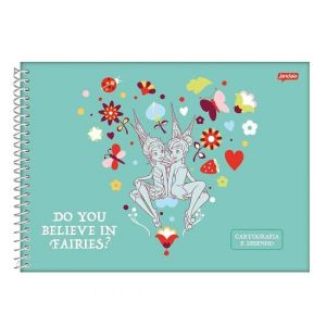 Caderno Espiral Cartografia 80 Folhas Capa Dura Fadas Jandaia - Envio de Capas Conforme Disponibilidade do Estoque