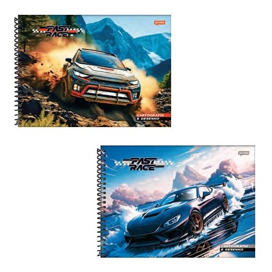 Caderno Espiral Cartografia 80 Folhas Capa Dura Fast Race 71138-77 Jandaia - Envio de Capas Conforme Disponibilidade do Estoque