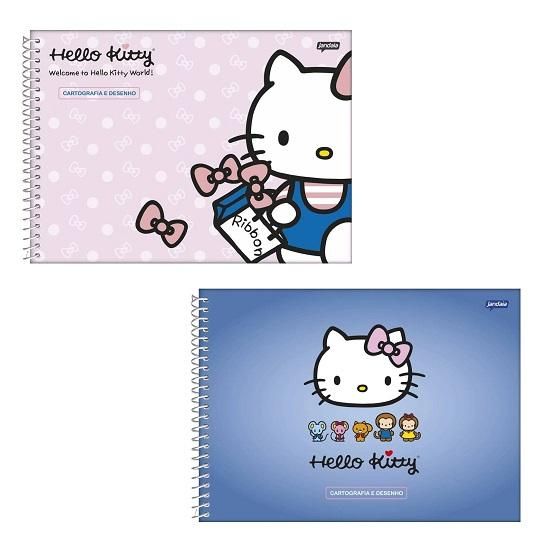 Caderno Espiral Cartografia 80 Folhas Capa Dura Hello Kitty Jandaia - Envio de Capas Conforme Disponibilidade do Estoque