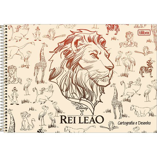 Caderno Espiral Cartografia 80 Folhas Capa Dura Rei Leão Tilibra - Envio de Capas Conforme Disponibilidade do Estoque