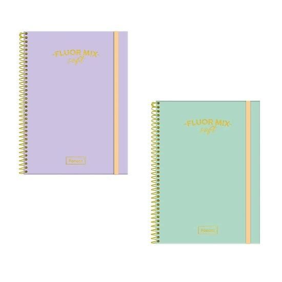 Caderno Espiral Colegial (Médio) 1 Matéria 80 Folhas Capa Dura Fluor Mix Soft 3162779 Foroni - Envio de Capas Conforme Disponibilidade do Estoque