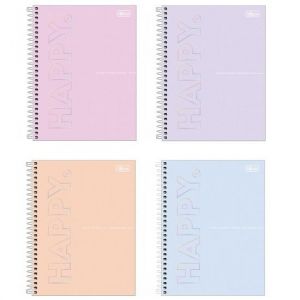 Caderno Espiral Colegial (Médio) 10 Matérias 160 Folhas Capa Dura Happy Tilibra - Envio de Capas Conforme Disponibilidade do Estoque