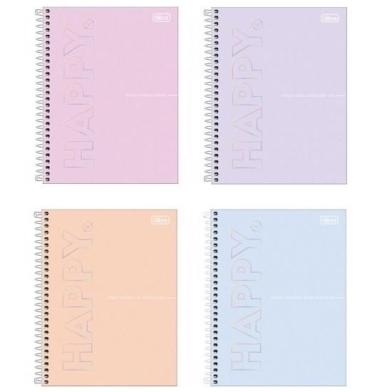 Caderno Espiral Colegial (Médio) 10 Matérias 160 Folhas Capa Dura Happy Tilibra - Envio de Capas Conforme Disponibilidade do Estoque