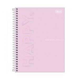 Caderno Espiral Colegial (Médio) 10 Matérias 160 Folhas Capa Dura Happy Tilibra - Envio de Capas Conforme Disponibilidade do Estoque