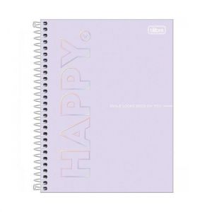 Caderno Espiral Colegial (Médio) 10 Matérias 160 Folhas Capa Dura Happy Tilibra - Envio de Capas Conforme Disponibilidade do Estoque