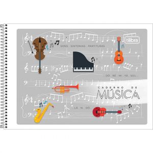 Caderno Espiral De Música Capa Flexível 1/4 (Pequeno) 48 Folhas Tilibra - Envio de Capas Conforme Disponibilidade do Estoque