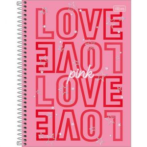 Caderno Espiral Universitário (Grande) 1 Matéria 80 Folhas Capa Dura Love Pink Tilibra - Envio de Capas Conforme Disponibilidade do Estoque