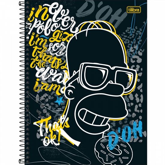 Caderno Espiral Universitário (Grande) 1 Matéria Capa Dura Simpsons Tilibra - Envio de Capas Conforme Disponibilidade do Estoque