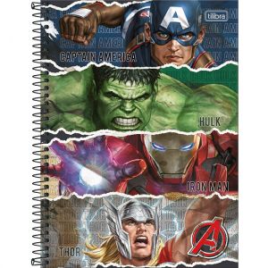 Caderno Espiral Universitário (Grande) 10 Matérias Capa Dura Avengers Assemble Tilibra - Envio de Capas Conforme Disponibilidade do Estoque