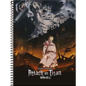 Caderno Espiral Universitário (Grande) 1 Matéria 80 Folhas Capa Dura Attack On Titan 336930 Foroni - Envio de Capas Conforme Disponibilidade do Estoque