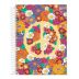 Caderno Espiral Universitário (Grande) 1 Matéria 80 Folhas Capa Dura Flower Power Jandaia - Envio de Capas Conforme Disponibilidade do Estoque