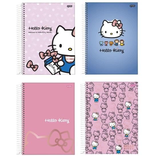 Caderno Espiral Universitário (Grande) 1 Matéria 80 Folhas Capa Dura Hello Kitty Jandaia - Envio de Capas Conforme Disponibilidade do Estoque