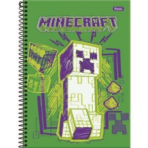 Caderno Espiral Universitário (Grande) 1 Matéria 80 Folhas Capa Dura Minecraft 3369900 Foroni - Envio de Capas Conforme Disponibilidade do Estoque