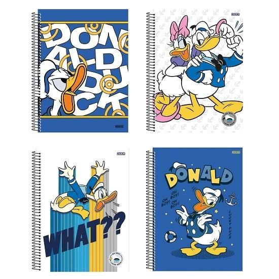 Caderno Espiral Universitário (Grande) 1 Matéria 80 Folhas Capa Dura Pato Donald São Domingos - Envio de Capas Conforme Disponibilidade do Estoque