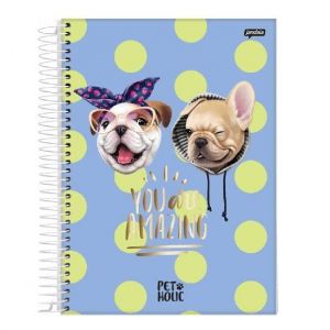 Caderno Espiral Universitário (Grande) 1 Matéria 80 Folhas Capa Dura Pet Holic Jandaia - Envio de Capas Conforme Disponibilidade do Estoque