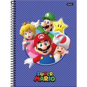 Caderno Espiral Universitário (Grande) 1 Matéria 80 Folhas Capa Dura Super Mario 3395048 Foroni - Envio de Capas Conforme Disponibilidade do Estoque