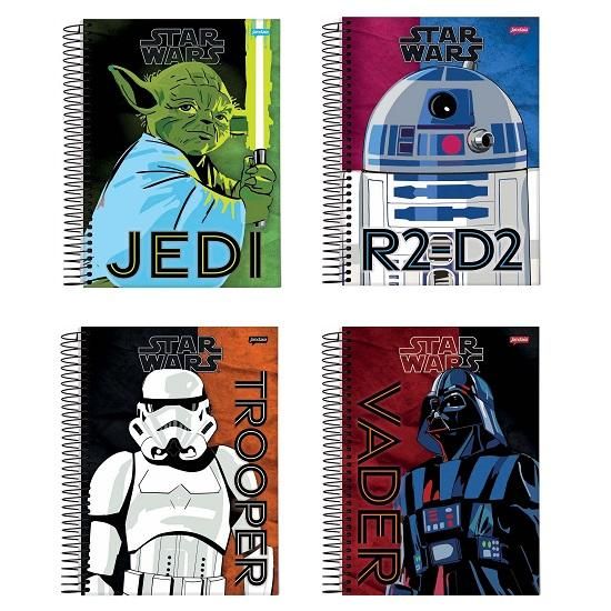 Caderno Espiral Universitário (Grande) 1 Matéria 80 Folhas Capa Dura Star Wars Jandaia - Envio de Capas Conforme Disponibilidade do Estoque