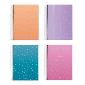 Caderno Espiral Universitário (Grande) 10 Matérias 160 Folhas Capa Dura Dots Spots Jandaia - Envio de Capas Conforme Disponibilidade do Estoque 