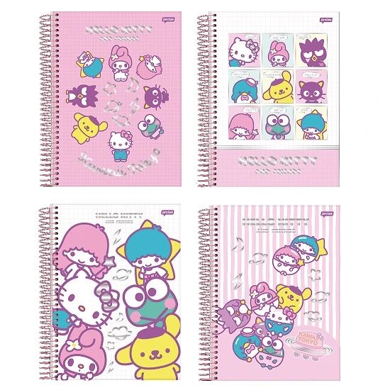 Caderno Espiral Universitário (Grande) 10 Matérias 160 Folhas Capa Dura Hello Kitty 7710525 Jandaia - Envio de Capas Conforme Disponibilidade do Estoque