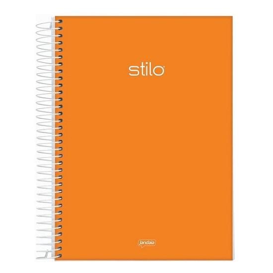 Caderno Espiral Universitário (Grande) 10 Matérias 160 Folhas Capa Dura Laranja Neon Stilo Jandaia