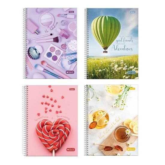 Caderno Espiral Universitário (Grande) 10 Matérias 160 Folhas Capa Dura Like It 309356 Foroni - Envio de Capas Conforme Disponibilidade do Estoque 