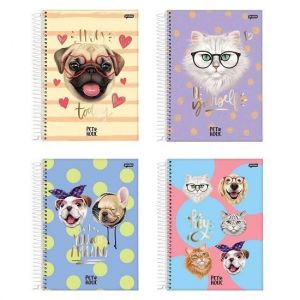 Caderno Espiral Universitário (Grande) 10 Matérias 160 Folhas Capa Dura Pet Holic Jandaia - Envio de Capas Conforme Disponibilidade do Estoque