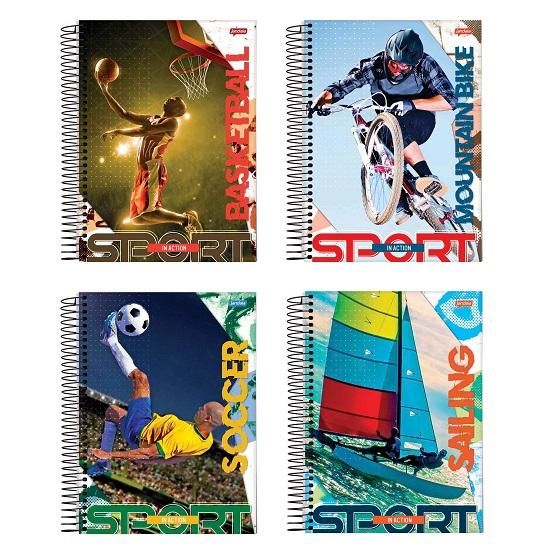 Caderno Espiral Universitário (Grande) 10 Matérias 160 Folhas Capa Dura Sport Jandaia - Envio de Capas Conforme Disponibilidade do Estoque